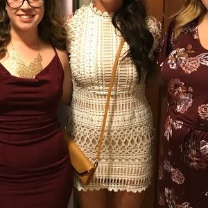 Missguided Long Sleeve Lace Mini Dress